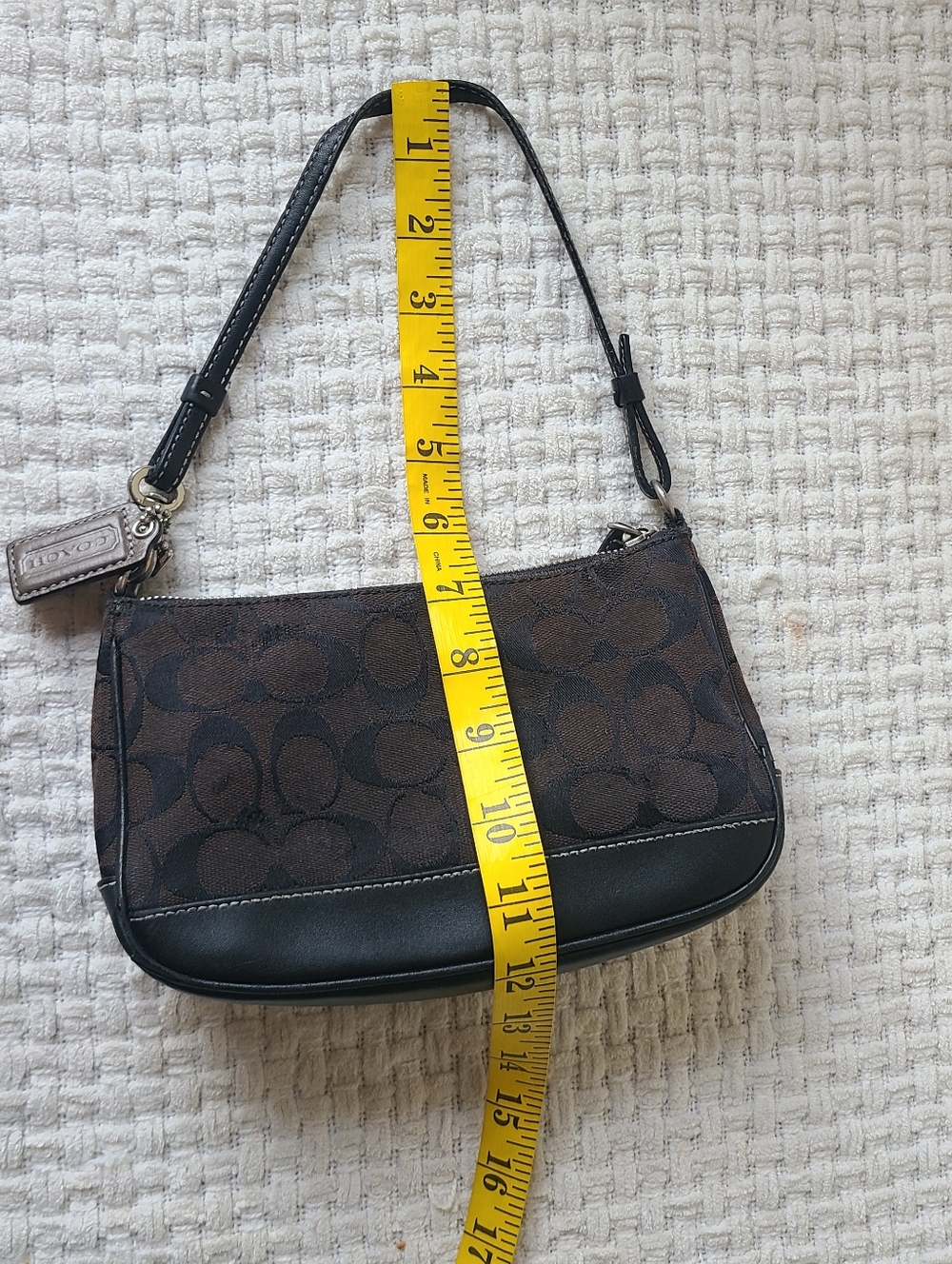 Coach Dark Brown Signature Canvas Shoulder Bag with Black Trim No. 125-6094 - Picture 6 of 12